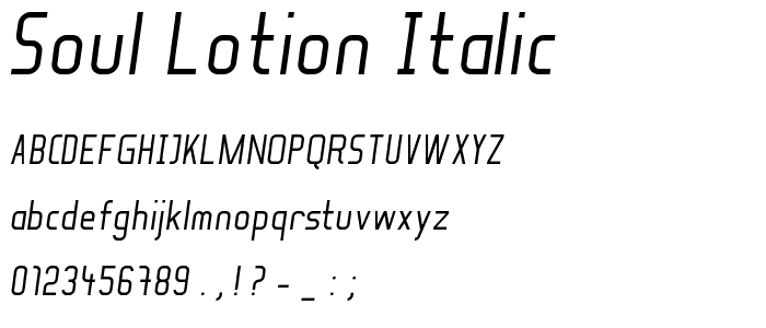 Soul Lotion Italic font